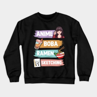 Anime Boba Ramen Sketching Otaku Teen Girls Crewneck Sweatshirt